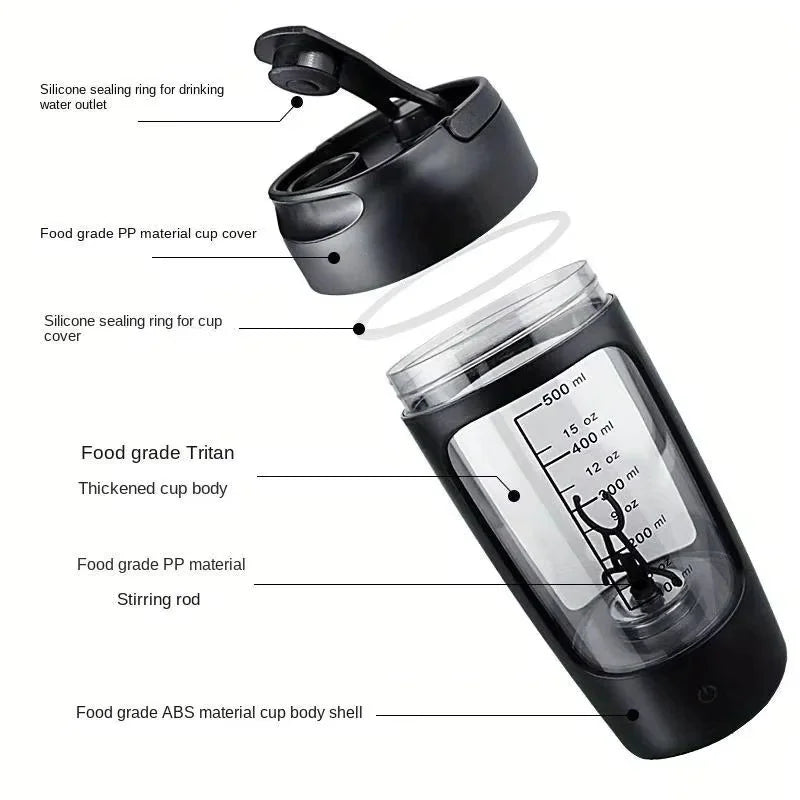 Electric Protein Powder Blender Cup Portable Automatic Type C Rechargeable Shaker Milkshake Sports Accompanying Fitness Blender
