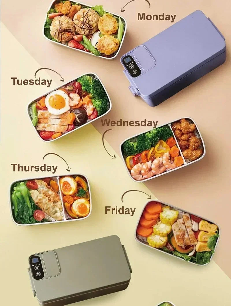 1L Portable USB Electric Lunch Box Camping Heated Insulated Lunch Box Rechargeable Heated Unplugged Rice Cooker Office Lunch Box