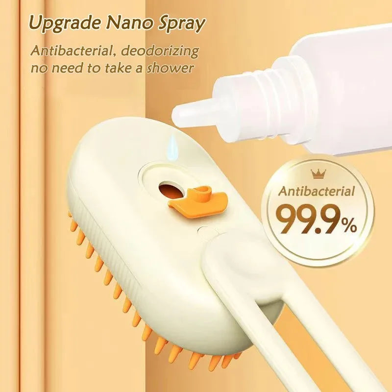3In1 Cat Dog Pet Spray Massage Brush One Button Steam Spray Folding Rotatable Grooming tool Hair Bath Hair Removal Brush Comb