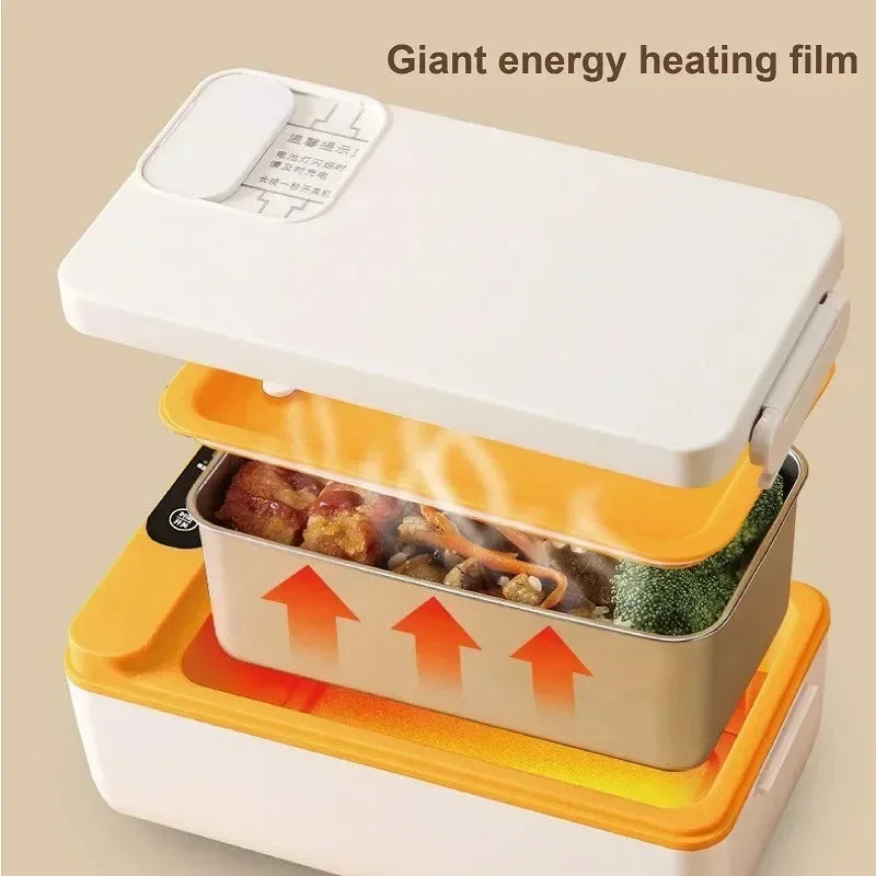 1L Portable USB Electric Lunch Box Camping Heated Insulated Lunch Box Rechargeable Heated Unplugged Rice Cooker Office Lunch Box