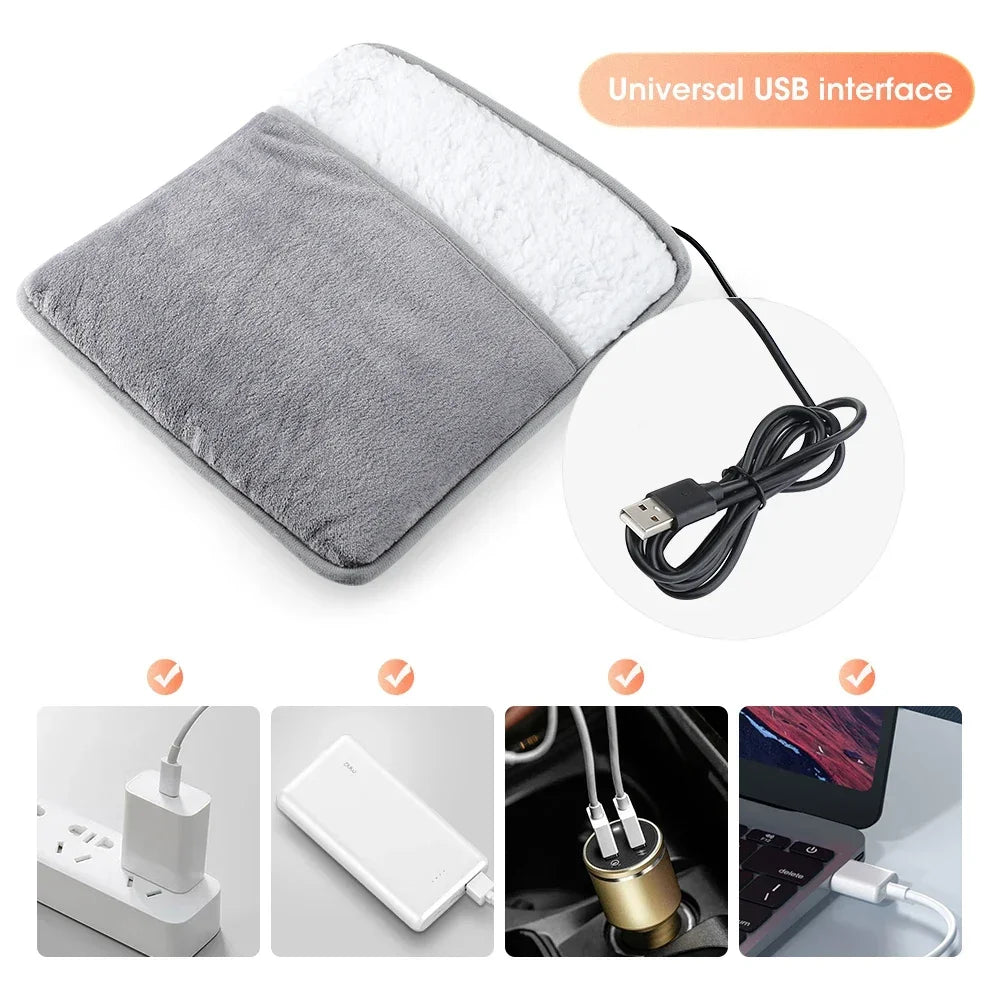 Alfombrilla Calefactora USB para Pies de Felpa Suave – Lavable y Portátil