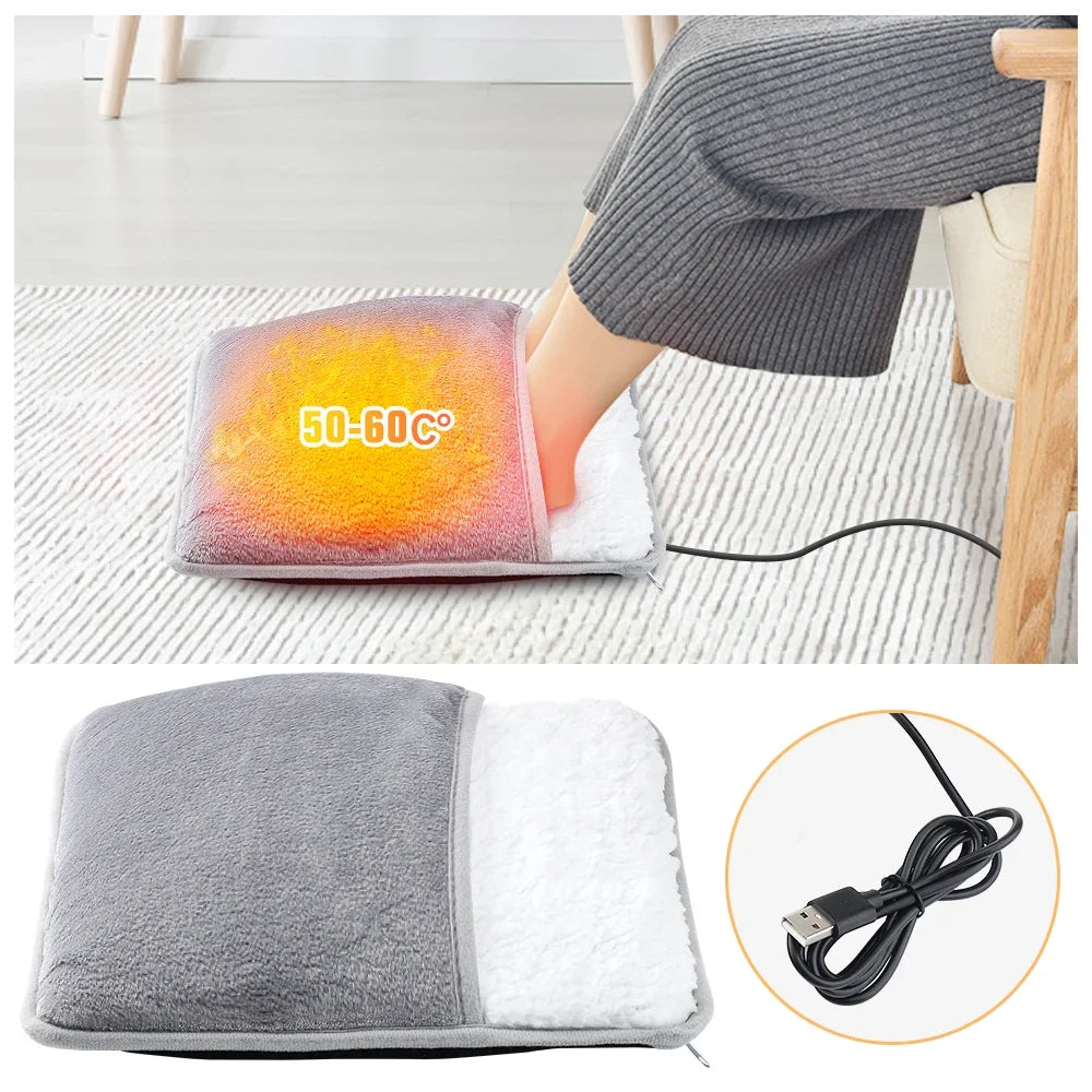 Alfombrilla Calefactora USB para Pies de Felpa Suave – Lavable y Portátil
