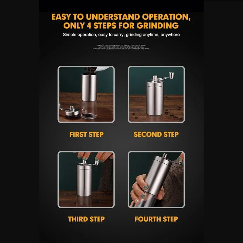 Portable Wood Grain Coffee Bean Grinder Stainless Steel Crank Manual Manual Handmade Coffee Grinder Mill Kitchen Tool Grinders