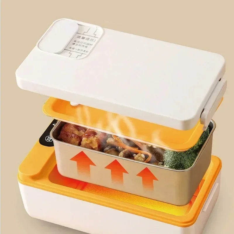 1L Portable USB Electric Lunch Box Camping Heated Insulated Lunch Box Rechargeable Heated Unplugged Rice Cooker Office Lunch Box